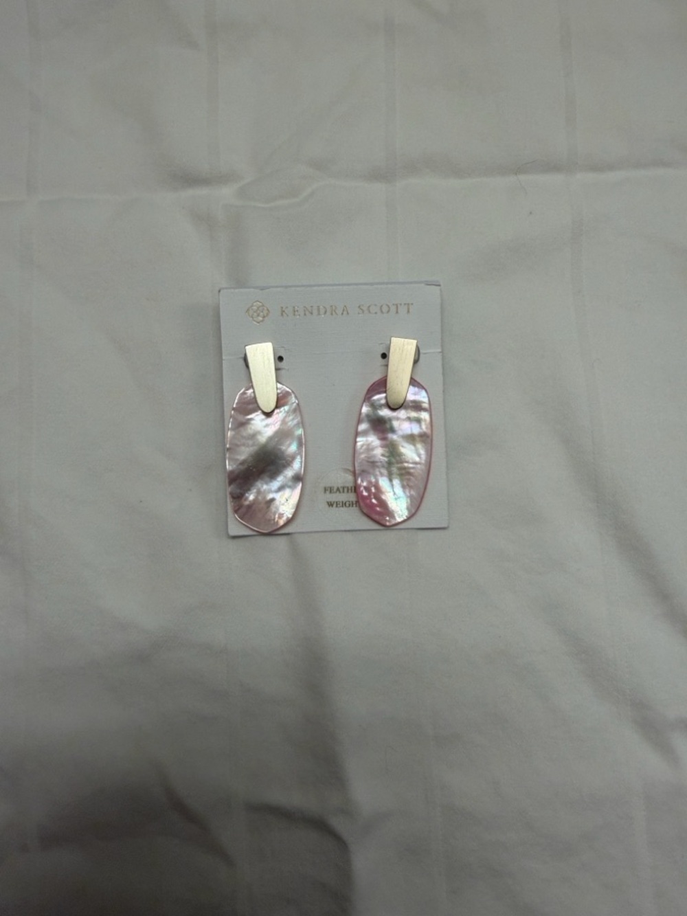 Kendra Scott Pink Mother of Pearl Shell Drop Earrings with Gold Accents